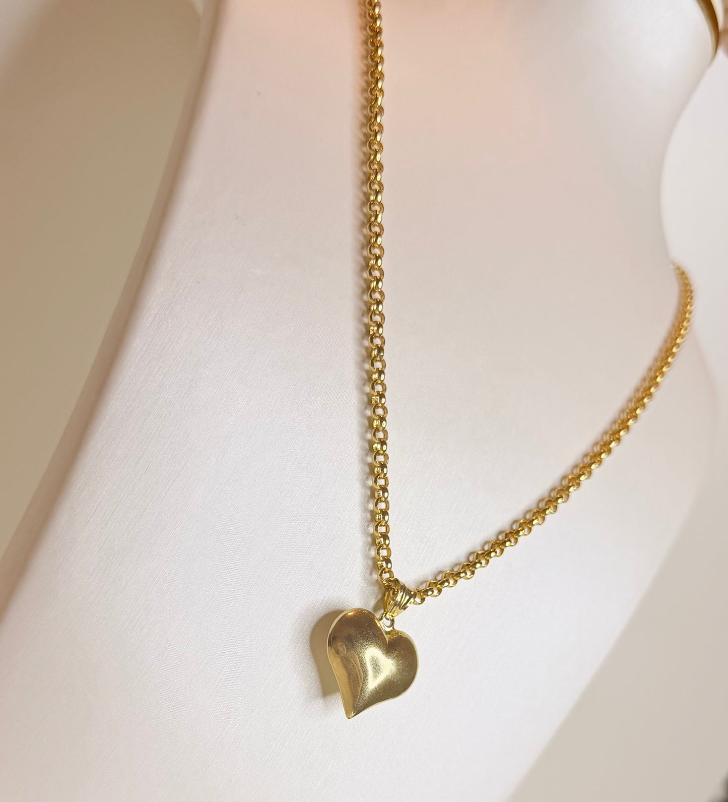 Cadena Rolo con Dije de Corazón 10K
