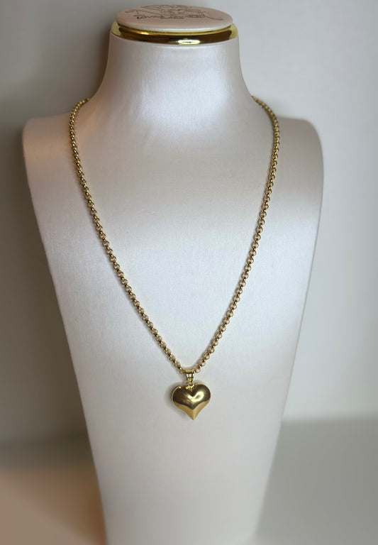 Cadena Rolo con Dije de Corazón 10K